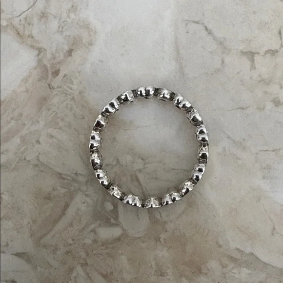 Pandora ALE 925 Sterling Silver Forever More Clear CZ Hearts Stacking Band Ring - Picture 3 of 7